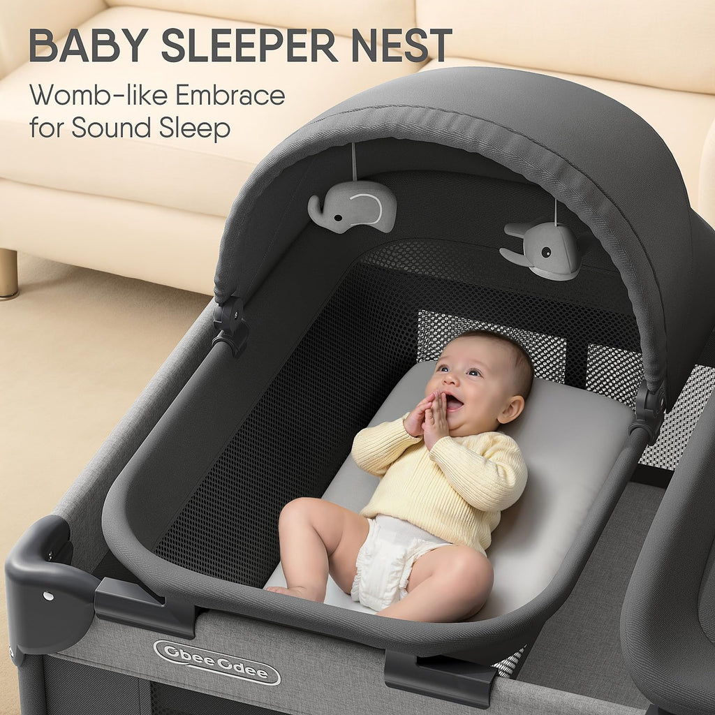 Bassinet, Playard, Napper Bassinet, Changing Table, Grey