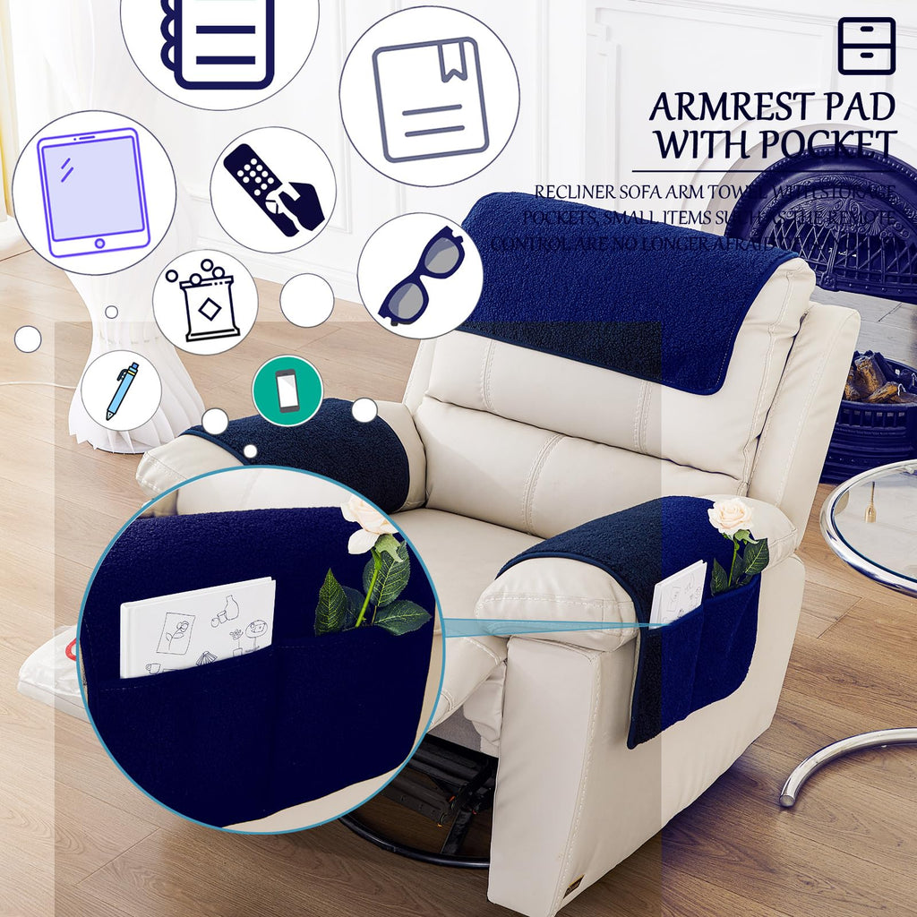 Armrest Covers for Recliners Couch Arm Covers with Pockets for Sofa