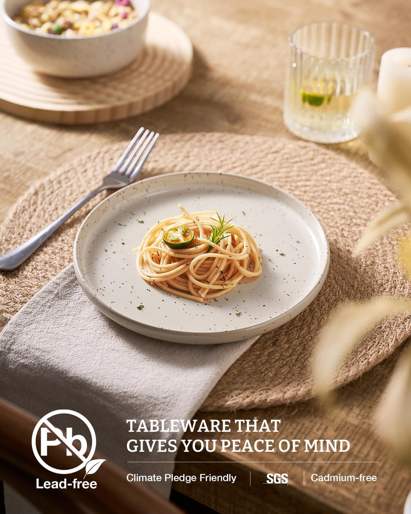 Meteor 12-Piece Stoneware Dinnerware Set, Creamy White