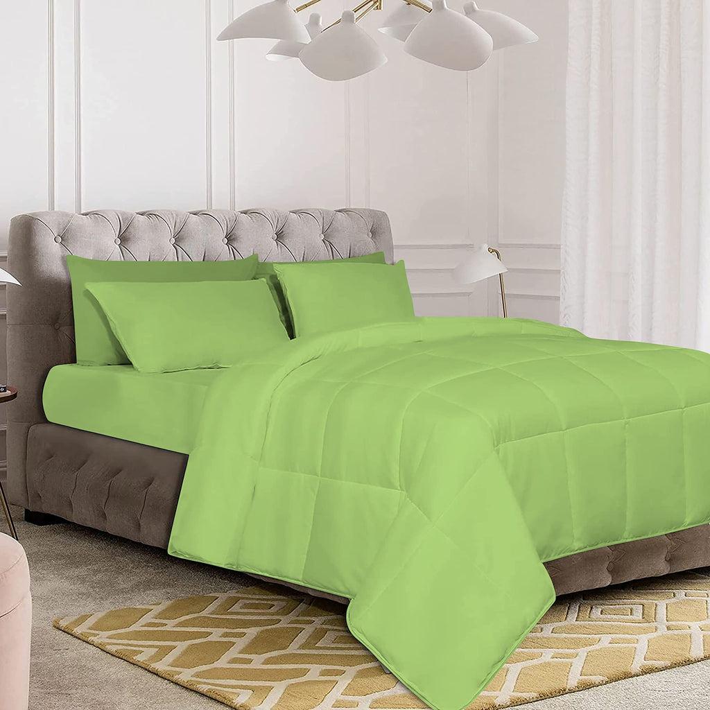 Oversized Super King Size 1000 Thread Count | 550 GSM Fiber Fill | Solid Sage Down Alternative 3 Piece Box Design