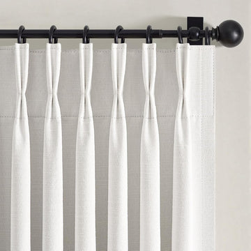 100% Blackout 90 Inch Natural Linen Pinch Pleated Curtains 2 Panels
