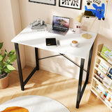 32 Inch Small Computer Desk, Modern Study Work Table Simple Style, WritInchg Desks with X-Shaped ReInchforcement, Black