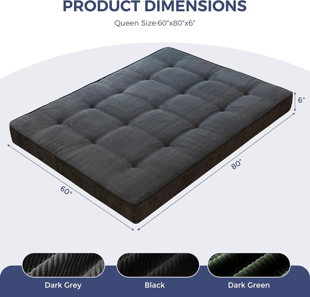 6" Extra Thick Japanese Floor Mattress Futon Mattress