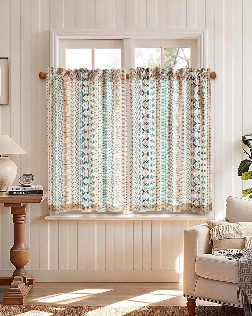 36 Inch Length Kitchen Tier Curtains, Farmhouse Boho