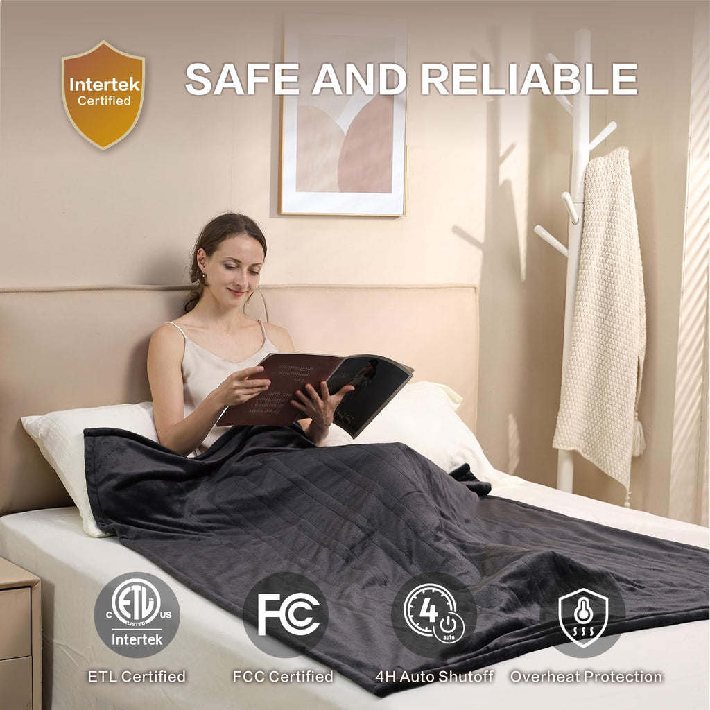 Heated Blanket Throw, Soft Double Flannel Electric Heating Blanket