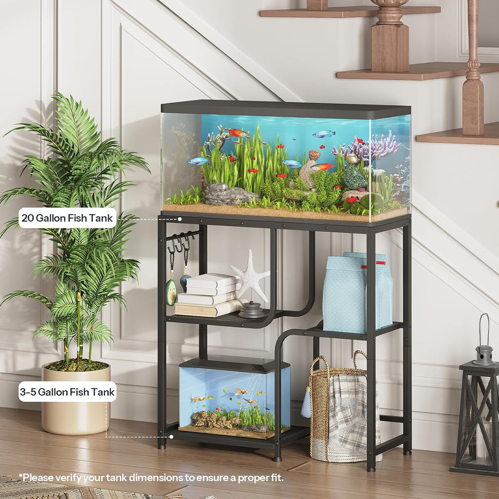 20 Gallon Fish Tank Stand with Storage Shelves, Aquarium Stand