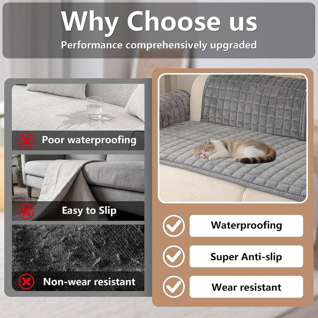 Velvet Washable Couch Cover for Dog, L Shape Sofa Cover for Pets.