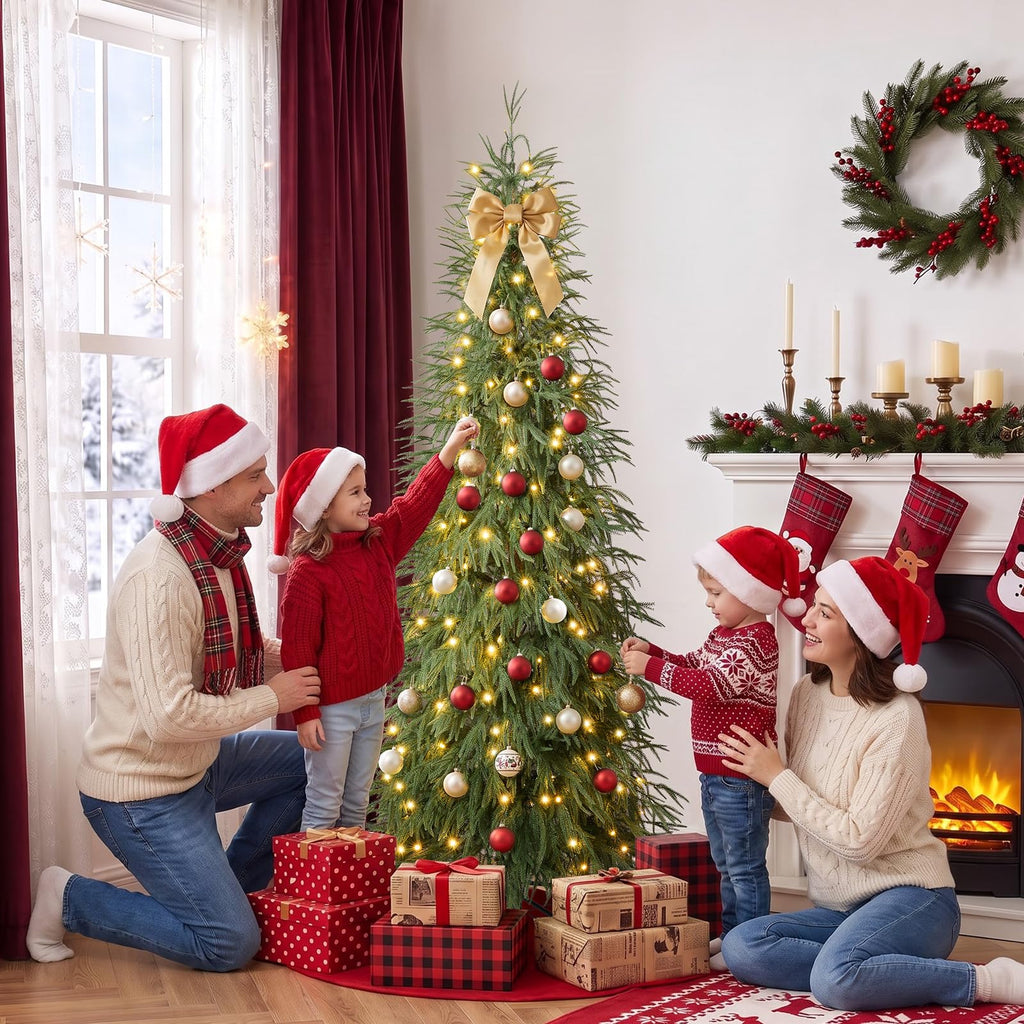 7ft Prelit Christmas Tree - Artificial Norfolk Pine, 220 LEDs