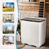 Washing Machine Semi-automatic, Twin Tub Washer with Spin Dryer, 26lbs Capacity, Built-in Drain Pump, Portable Laundry