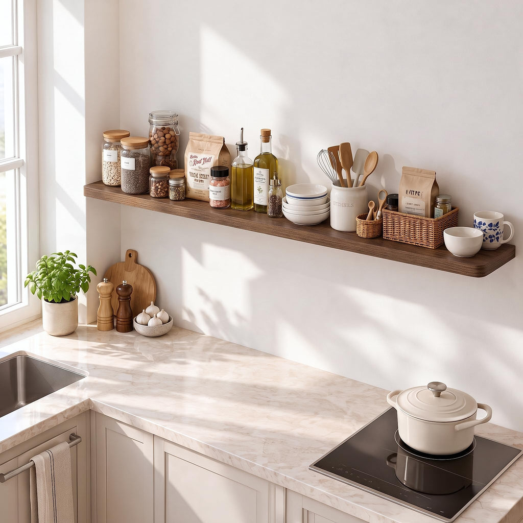 55 Inch Floating Shelves, 9.3" Deep Rounded Corners Wall Shelf