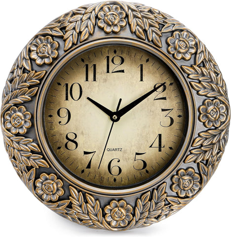13 Inch Vintage Wall Clock, Silent Decorative Wall Clocks, Non-Ticking Retro Bathroom Clock