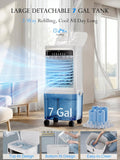 2200CFM Swamp Cooler Air Conditioner, Evaporative Cooler with Dual Water Tanks for 24H Cooling, 120° Oscillating