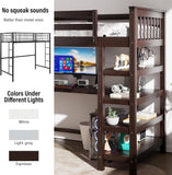 Wood Loft Bed with Desk and Shelves : Twin Bed with Storage Shelves and Under-Bed Desk, Twin Loft Bed, Espresso Color