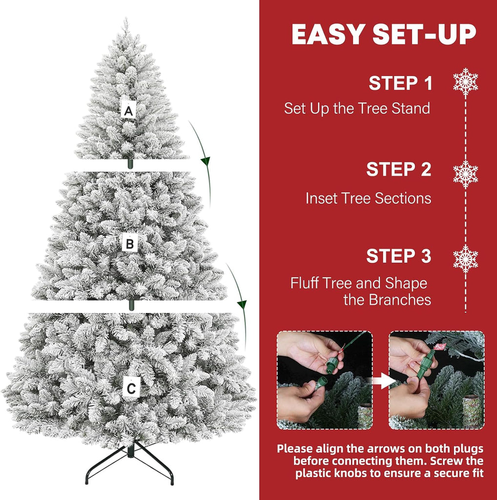 7.5 ft Flocked Prelit Christmas Tree with 450 Warm White LEDs