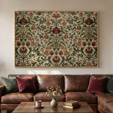 Extra Large Framed Vintage Morris Floral Wall Art, 72x48 In