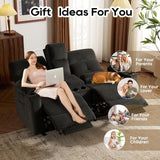 Home Theater Seating Loveseat Recliner Sofa, Power Reclining Couch with Massage & Heat, USB Charging Port
