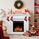 44 Inch Electric Fireplace with Mantel Surround, 750W/1500W Freestanding LED Fireplace Heater with Realistic Flame and Remote Control, Pearl White