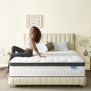 Queen Mattress, 12 Inch Cooling Hybrid Queen Size Mattress in a Box, Medium Firm with Gel Memory Foam & Pocket Coils