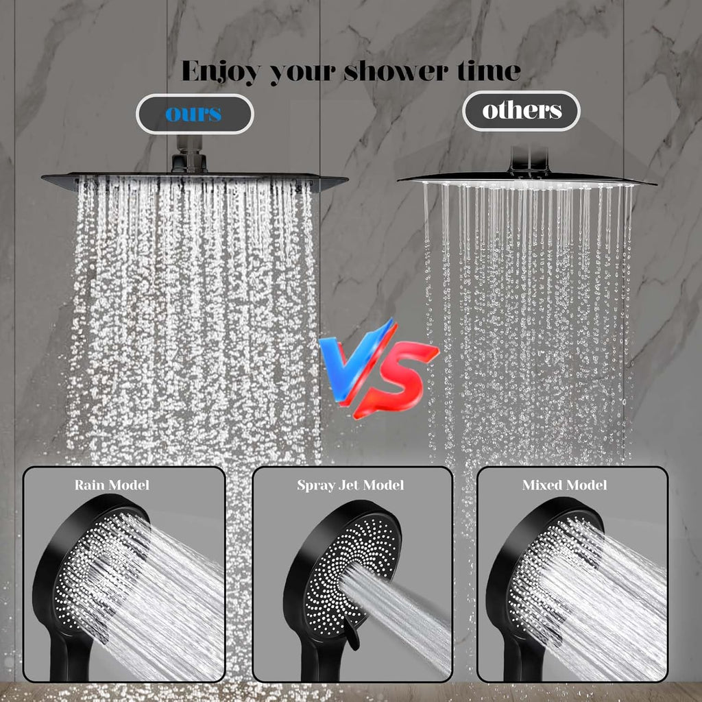 Shower Head, 8 inch Multifunction High Pressure Rain Shower Head with Handheld Spray Combo with 11'' Angle Adjustable