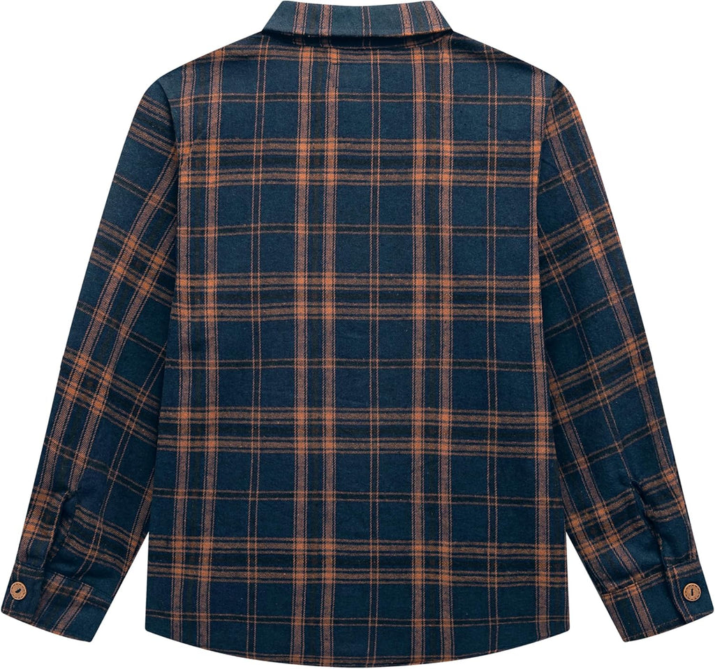 Boys Plaid Flannel Shirts Long Sleeve Casual Button Down Shirts Collared Fall Clothes