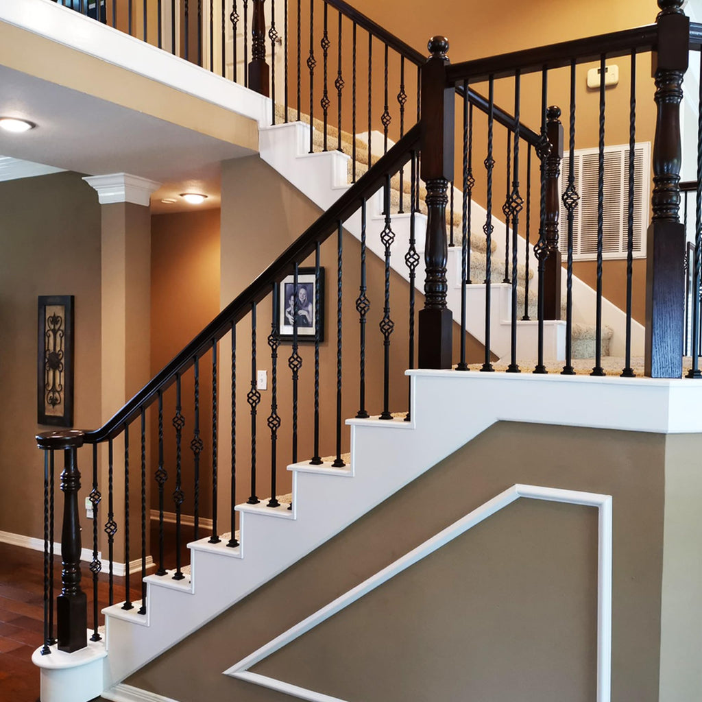 Stair Parts - Long Twist Iron Balusters (Contractor Pack of 10) Metal Balusters - 1/2" Long Twist Metal Spindles