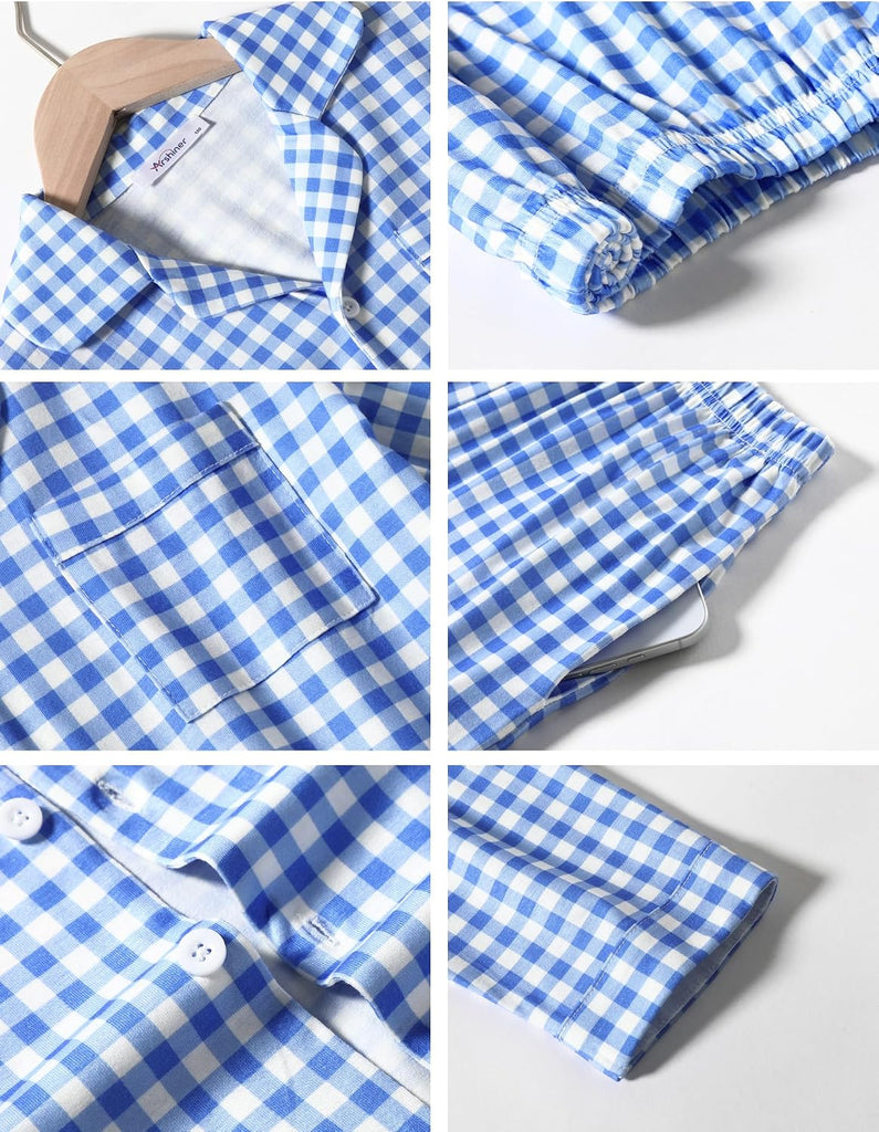 Boys Pajamas Set Long Sleeve Button-Down Sleepwear 2 Piece Pjs Set for Boys