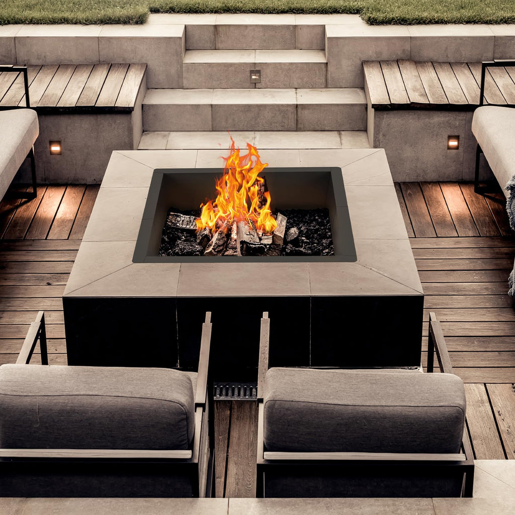 32" Square Fire Pit Ring Insert Heavy-Duty Steel DIY Camping