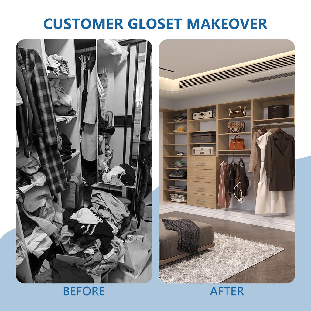 Double Hanging Closet Unit, Modular System Organizer With Storage for Walk In Closets, Clothing Rack Wardrobe for
