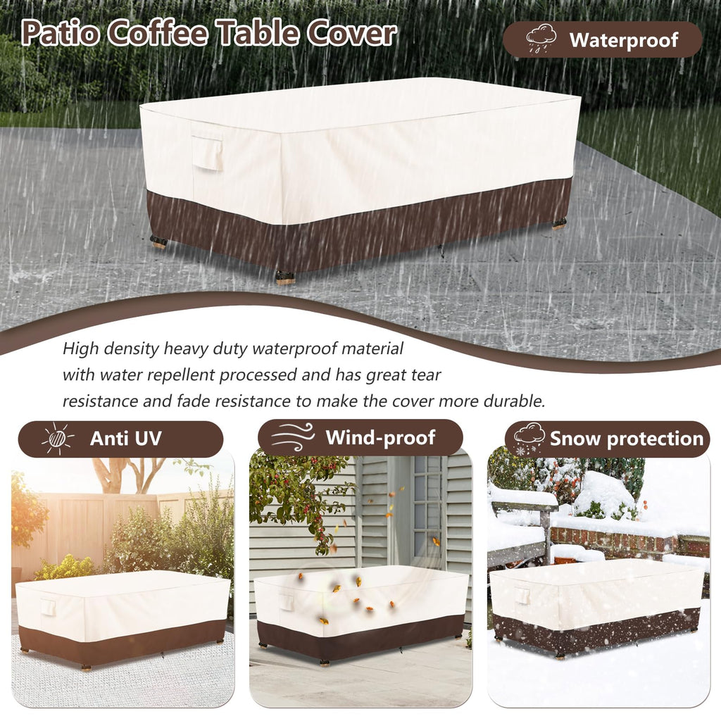 Waterproof Patio Coffee Table Cover, Rectangular Outdoor Small Side Table Cover - Fits up to 36L x 24W x 16H inches