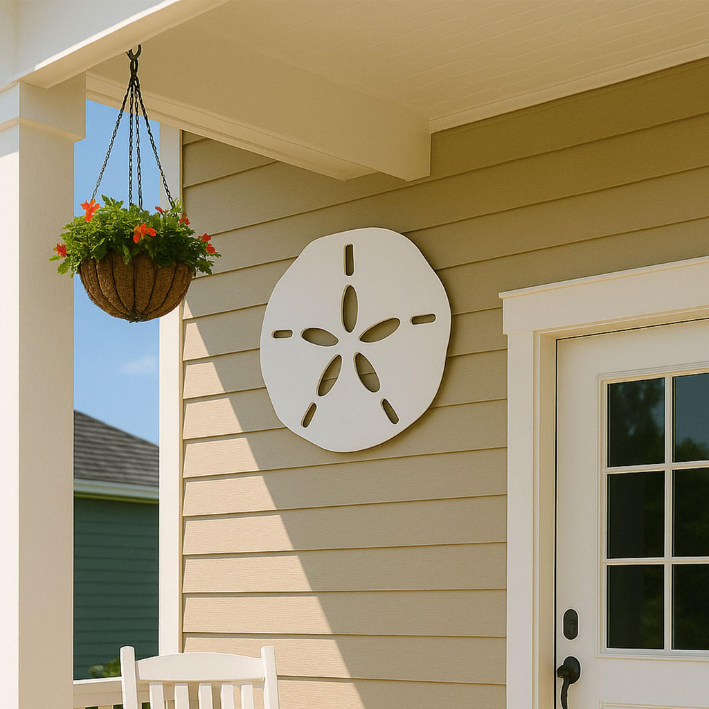 Sand Dollar Wall Decor Outdoor - Coastal PVC Beach House Wall Art, Waterproof Nautical Ocean Decor for Porch, Patio