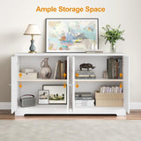 Sideboard Buffet Cabinet with Storage, 56" Modern Sideboard with 4 Carved Doors and Adjustable Shelves