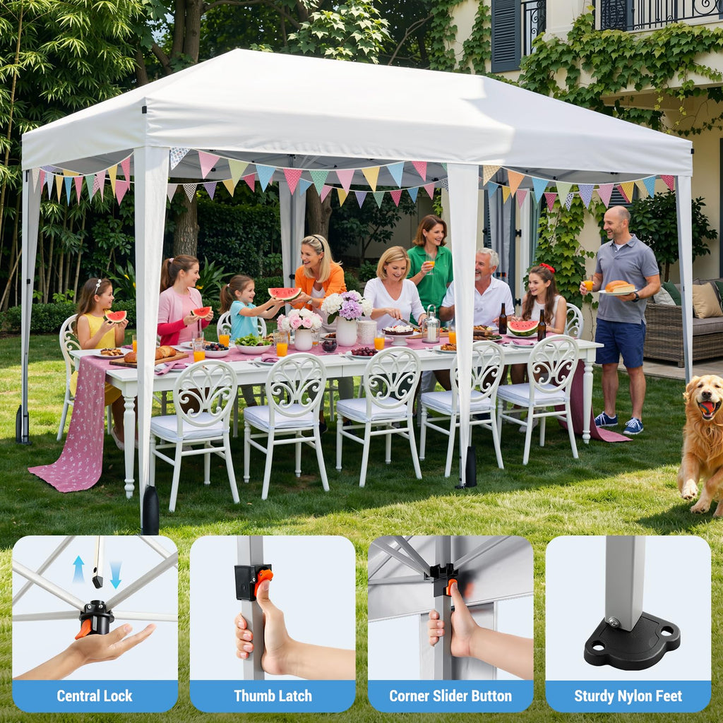 10x20 FT Pop Up Canopy Tent with 6 Sidewalls, White