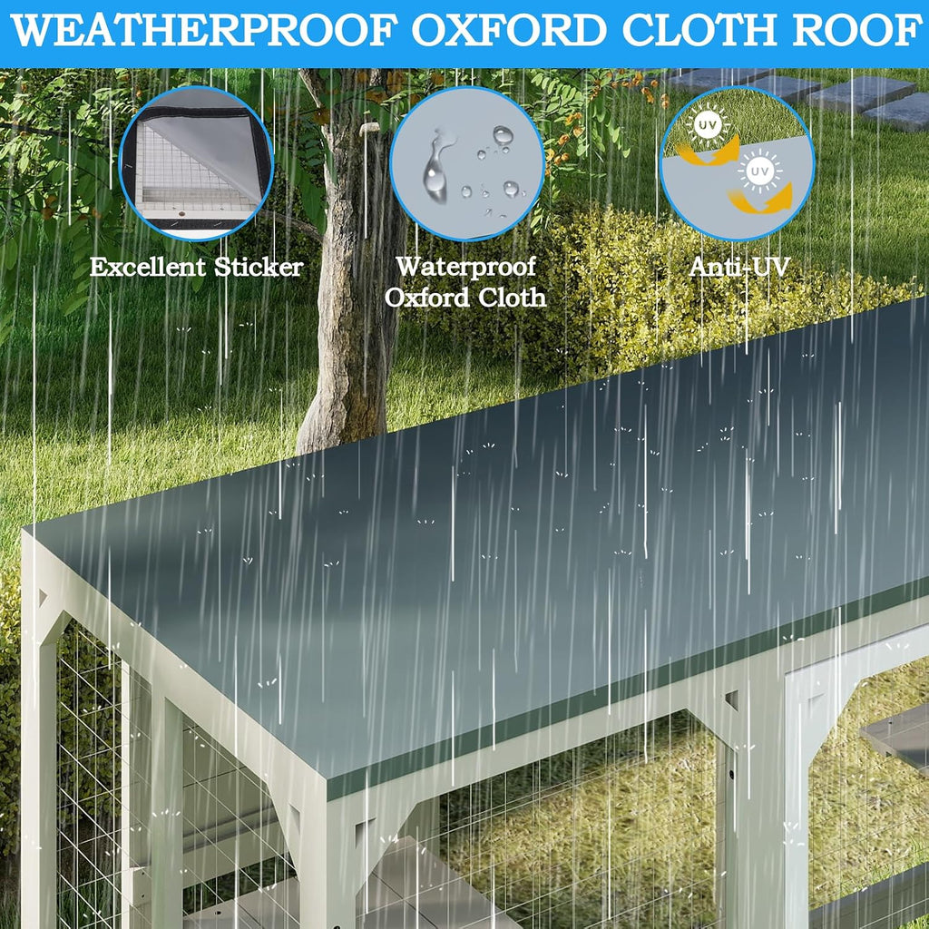 59.06" L Large Catio Outdoor Cat Enclosure, Wooden Window Cat House with 3 Jumping Platforms & Resting Room for Feral