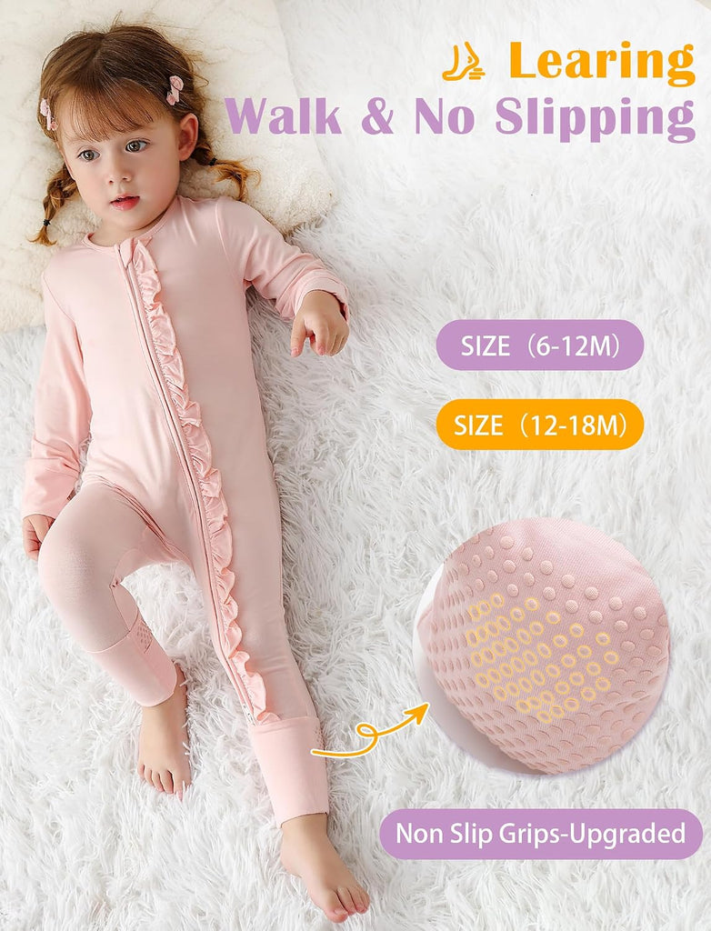 Baby Girl Viscose from Bamboo Sleeper Pajamas with Mitten Cuffs
