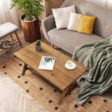Solid Wood Coffee Table - 42.5” Firwood Farmhouse Rustic Wooden Coffee Tables, Solid Firwood Rectangle Coffee Table