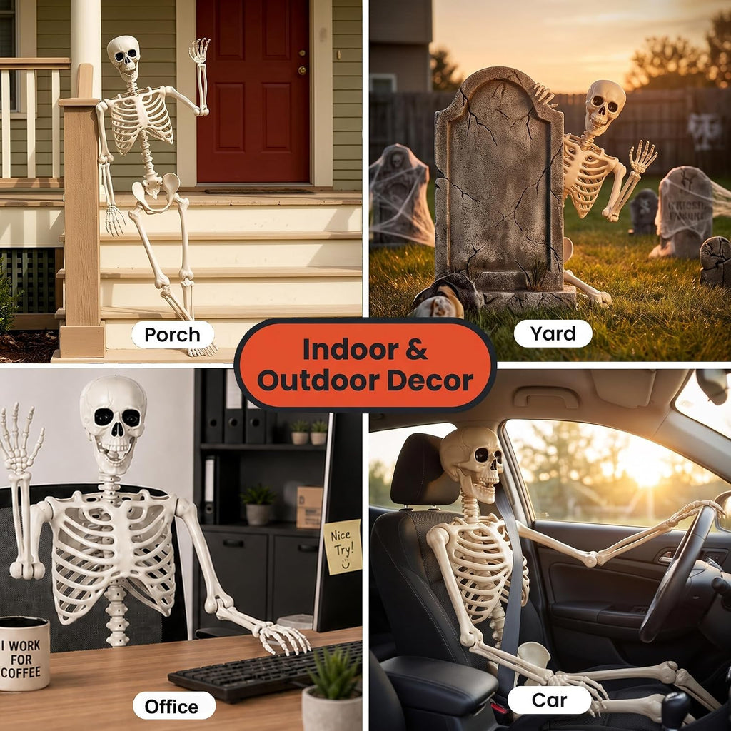 5.4ft/165cm Life Size Skeleton for Halloween Decorations Outdoor/Indoor,Poseable Halloween Giant Skeletons-Full Body