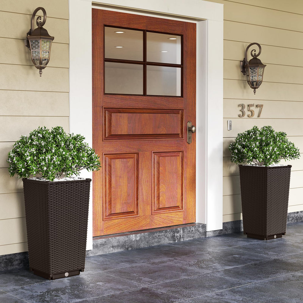 23" Tall Planters, Set of 2 Rattan Wicker Plant Pot