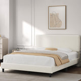Full Bed Frame with Adjustable Headboard, Chenille Fabric Upholstered Headboard/Platform Bed