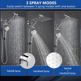 Shower Head, 8 Inch High Pressure Rainfall Shower Head/Handheld Shower Combo with 11 Inch Extension Arm