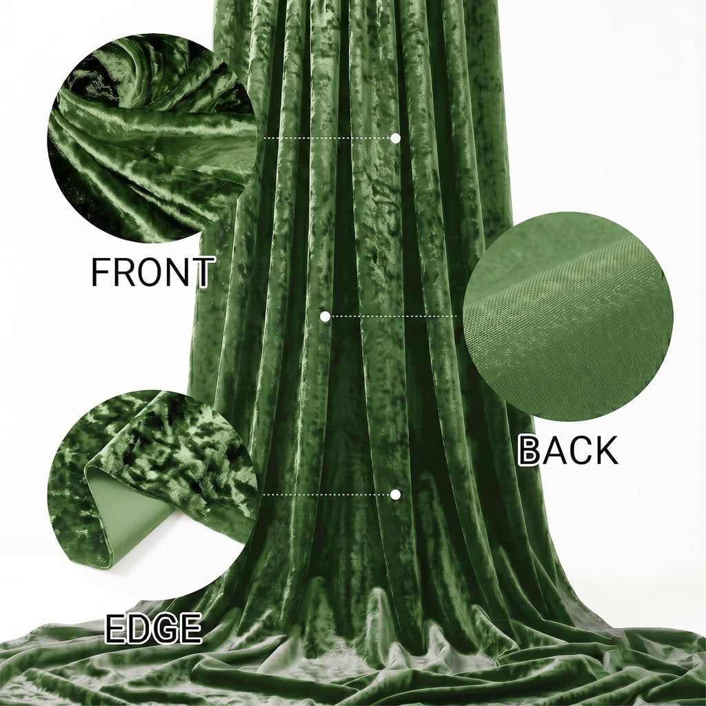 Crushed Velvet Fabric, 2 Way Stretch, 63 Inch x 1 Yard, Olive Green