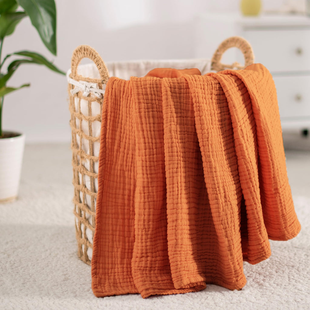 100% Cotton Muslin Throw Blanket 70 x 80 Summer Gauze for Adult