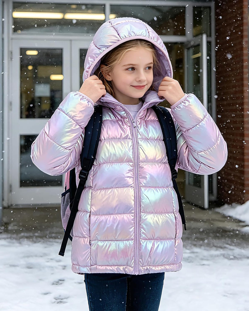 Girls Winter Coat Lightweight Hooded Puffer Jacket