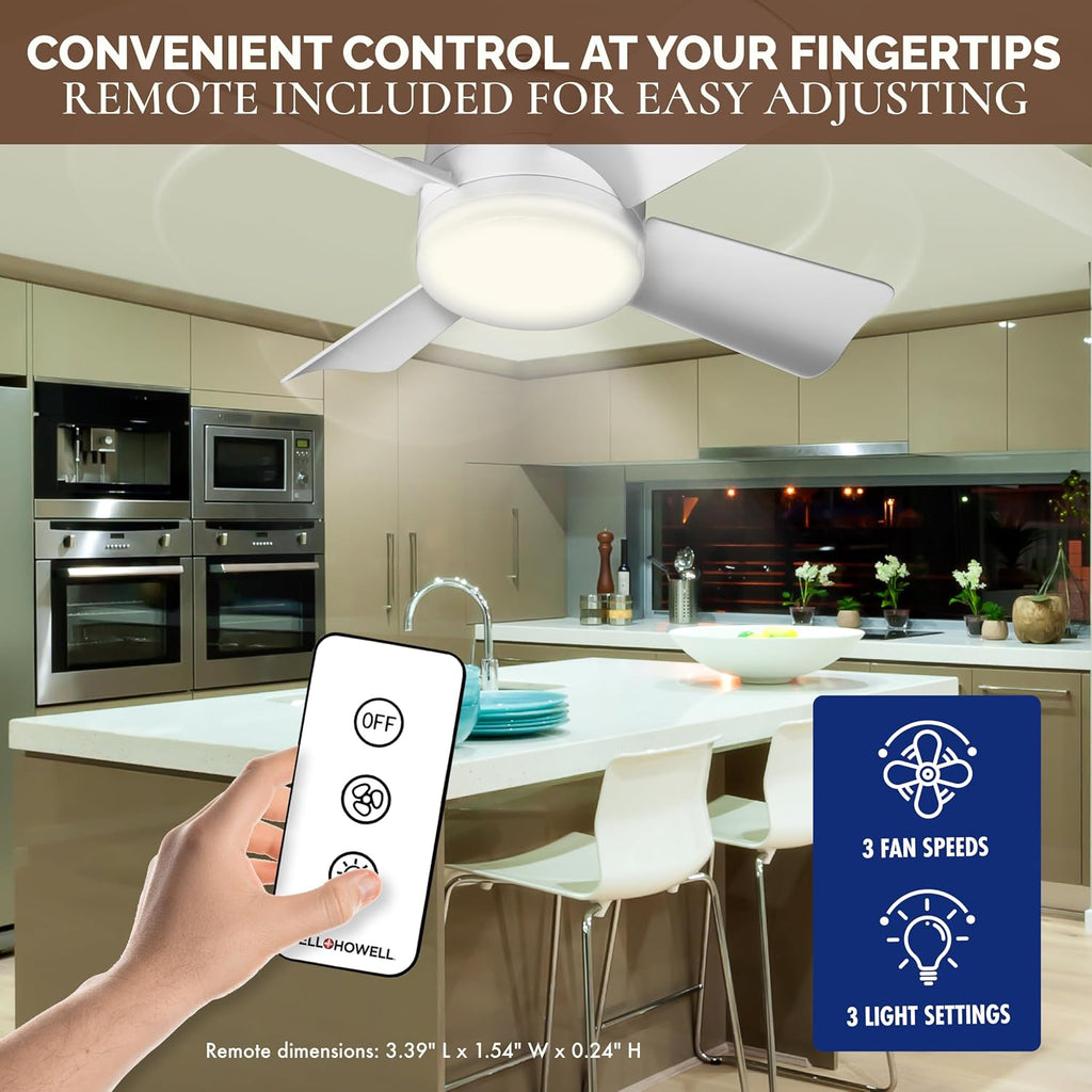 Breeze Socket Fan Light with Remote, Portable Small Ceiling Fans with Lights for Bedroom, Kitchen, Living Room, Ceiling Fan with Light 3500K, 1000 Lumens, Screws into E26/E27 A101-B0BXYY7Y2V