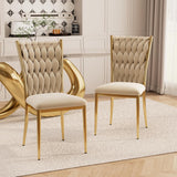 Velvet Dining Chairs Set of 6 with Gold Metal Legs, Modern Upholstered Kitchen Chairs