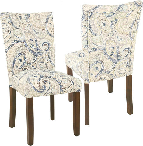 HomePop Classic Parsons Dining Chair - Blue Velvet Paisley Print (Set of 2)