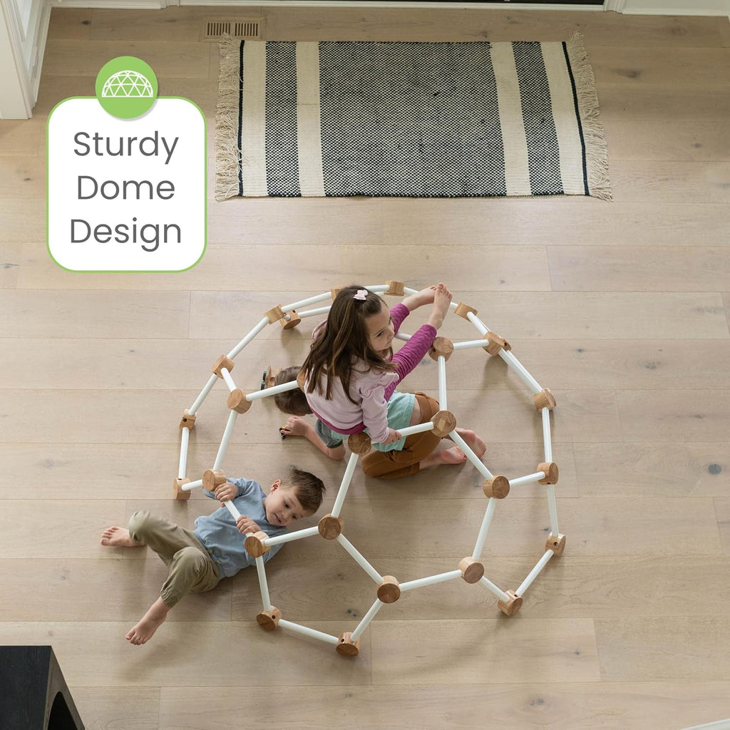 Indoor Climbing Gym Active Play Equipment, Solid Wood Montessori Space Dome Climber for Toddlers 2-6 Years, Maximum