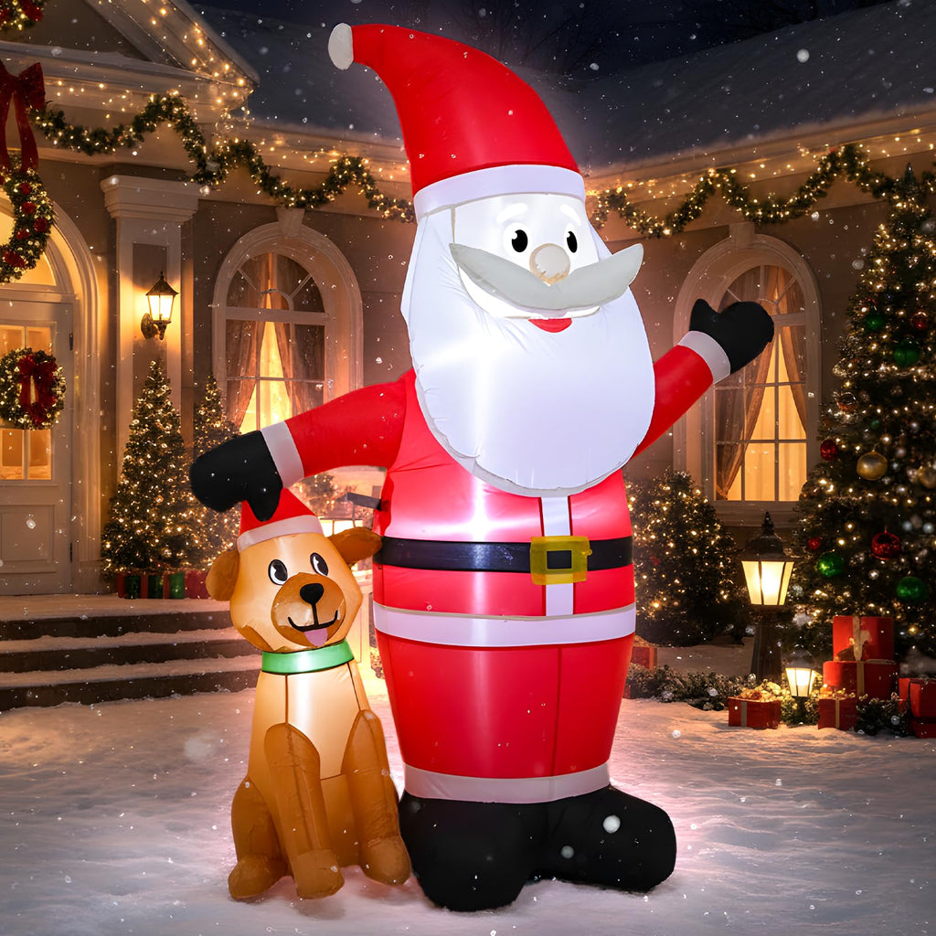 5FT Christmas Inflatable Blow up Santa and Puppy Decoration
