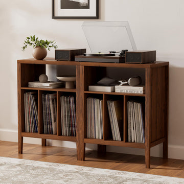Record Player Stand Set of 2 with Vinyl Record Storage Holds up to 180 Albums, Large Turntable Stand Dispaly Table