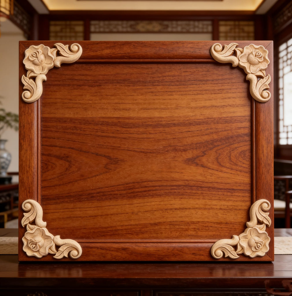 8PCS Unfinished Wood Rosettes Appliques Onlay Furniture Onlay Corner Decoration (Dia-6cm/2.36"), Unpainted Corner