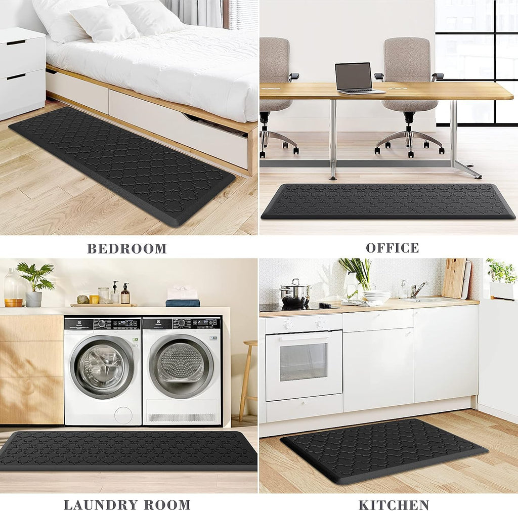 Kitchen Mat 2 PCS Cushioned Anti-Fatigue Floor Mat Standing Mat | 0.47" Thick Cushioned Memory Foam, Water Resistant